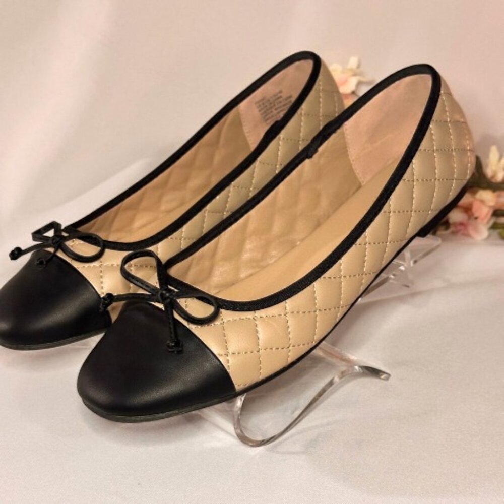 Black & Nude, Quilted Ballet Flats